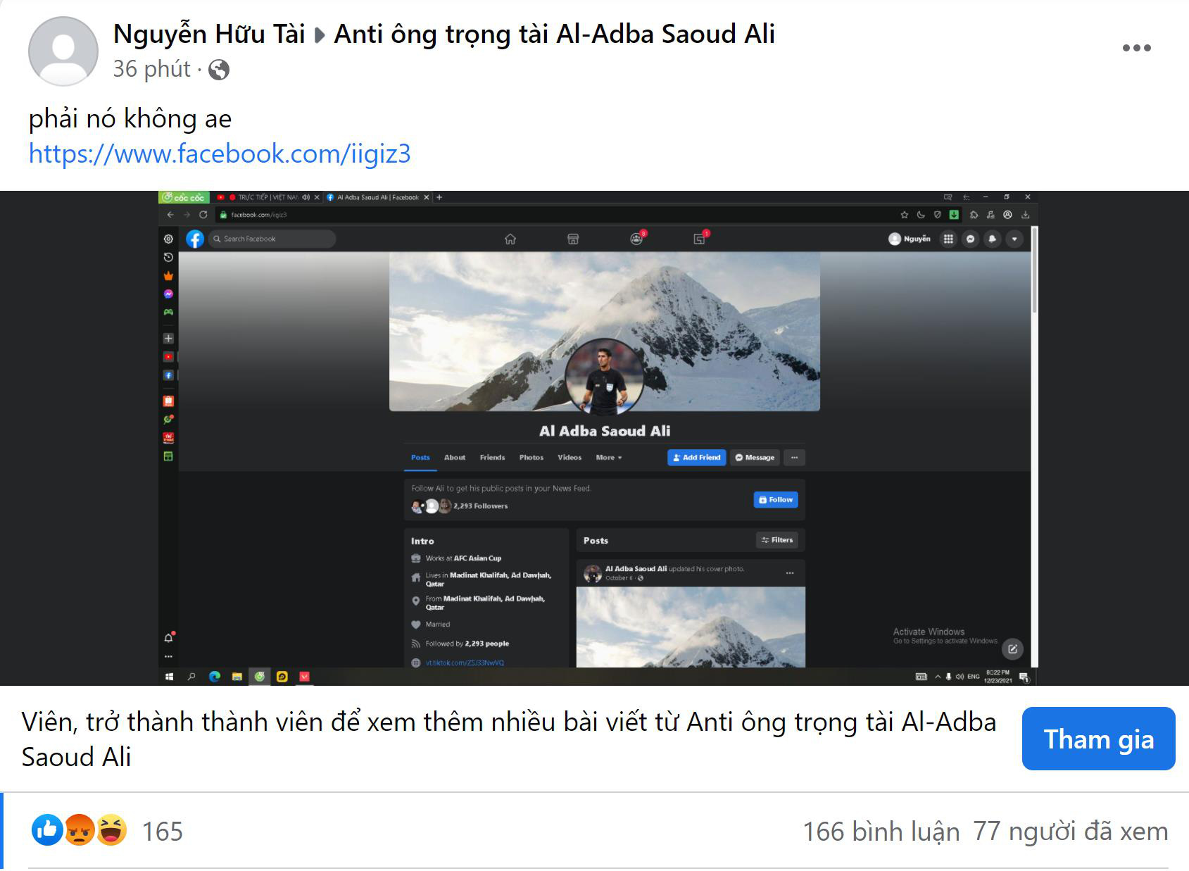 Dân mạng lùng Facebook trọng tài, bình luận khiếm nhã cả với tài khoản giả - Ảnh 2. Dân mạng lùng Facebook trọng tài, bình luận khiếm nhã cả với tài khoản giả - Ảnh 2.