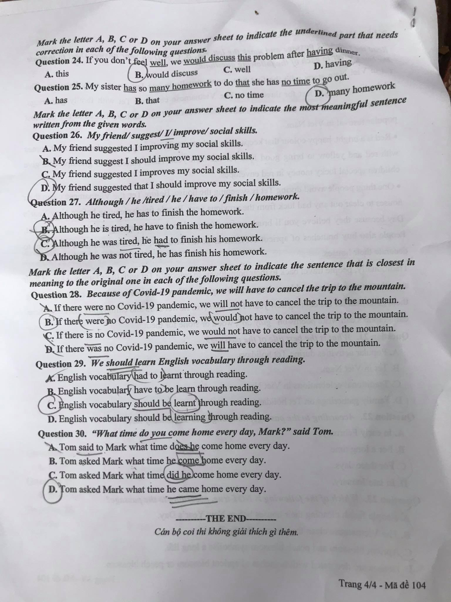 Đề chính thức môn tiếng Anh thi tuyển lớp 10 ở Hà Nội năm 2021 - Ảnh 4. Đề chính thức môn tiếng Anh thi tuyển lớp 10 ở Hà Nội năm 2021 - Ảnh 4.