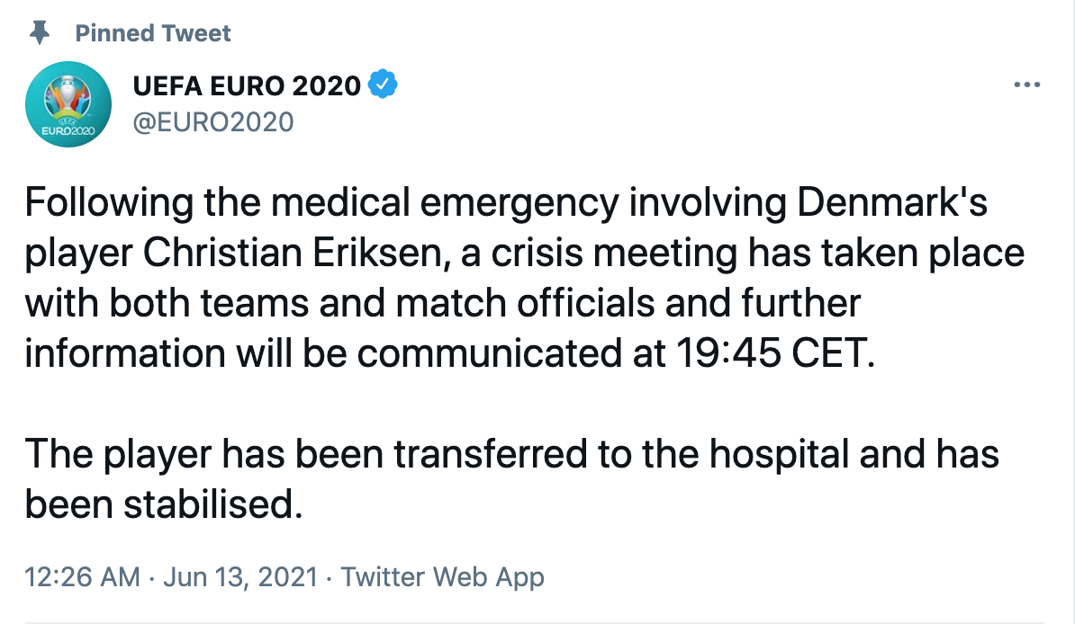 Eriksen mở mắt khi rời sân, UEFA xác nhận cầu thủ này đã ổn định - Ảnh 5. Eriksen mở mắt khi rời sân, UEFA xác nhận cầu thủ này đã ổn định - Ảnh 5.