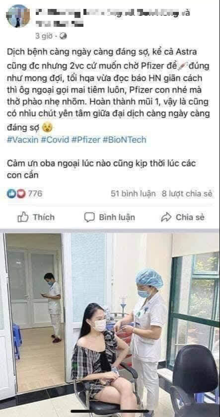 Cô gái khoe được tiêm vắc xin Pfizer nhờ ông ngoại, giám đốc bệnh viện nói gì? - Ảnh 2. Cô gái khoe được tiêm vắc xin Pfizer nhờ ông ngoại, giám đốc bệnh viện nói gì? - Ảnh 2.