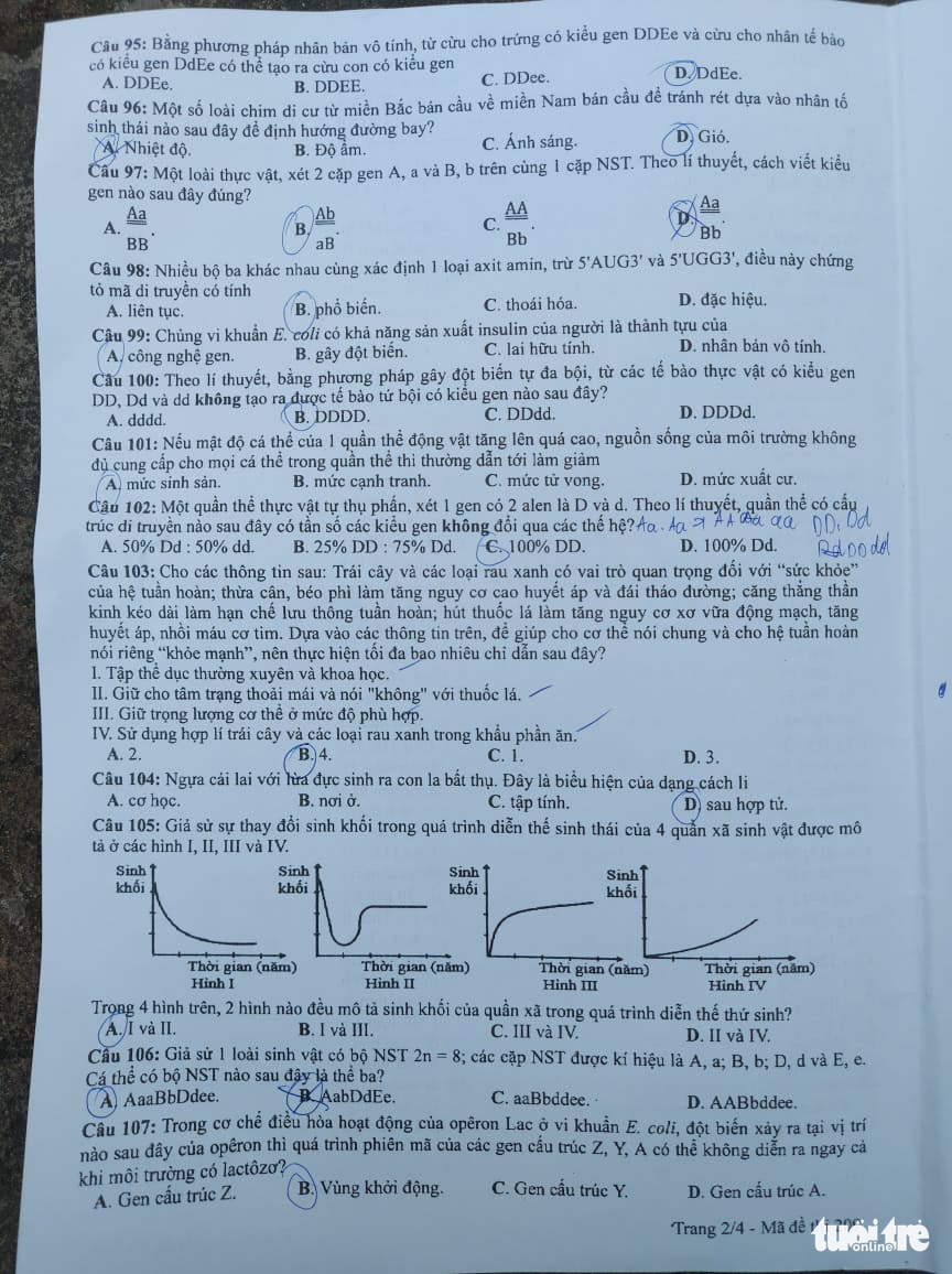 Đề và bài giải môn sinh học thi tốt nghiệp THPT 2021 - Ảnh 3. Đề và bài giải môn sinh học thi tốt nghiệp THPT 2021 - Ảnh 3.