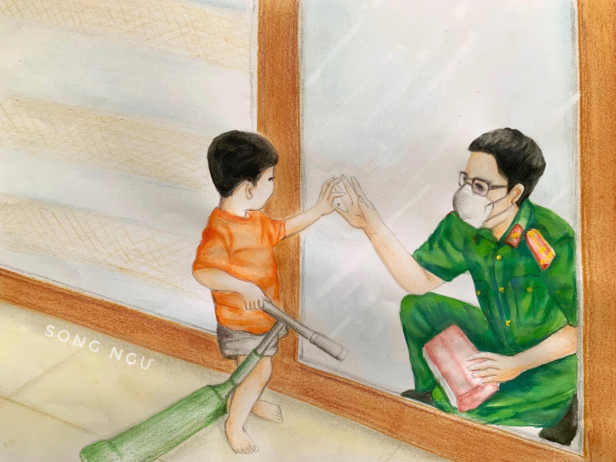 Những bức vẽ xúc động về cuộc chiến chống COVID-19 của cô giáo ở Vũng Tàu - Ảnh 11. Những bức vẽ xúc động về cuộc chiến chống COVID-19 của cô giáo ở Vũng Tàu - Ảnh 11.