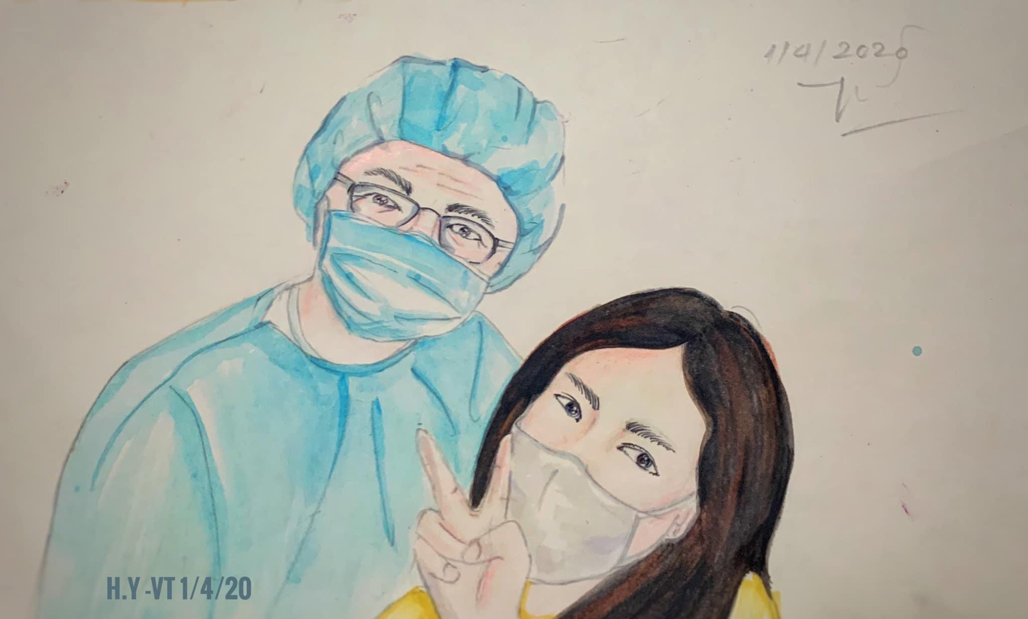 Những bức vẽ xúc động về cuộc chiến chống COVID-19 của cô giáo ở Vũng Tàu - Ảnh 6. Những bức vẽ xúc động về cuộc chiến chống COVID-19 của cô giáo ở Vũng Tàu - Ảnh 6.