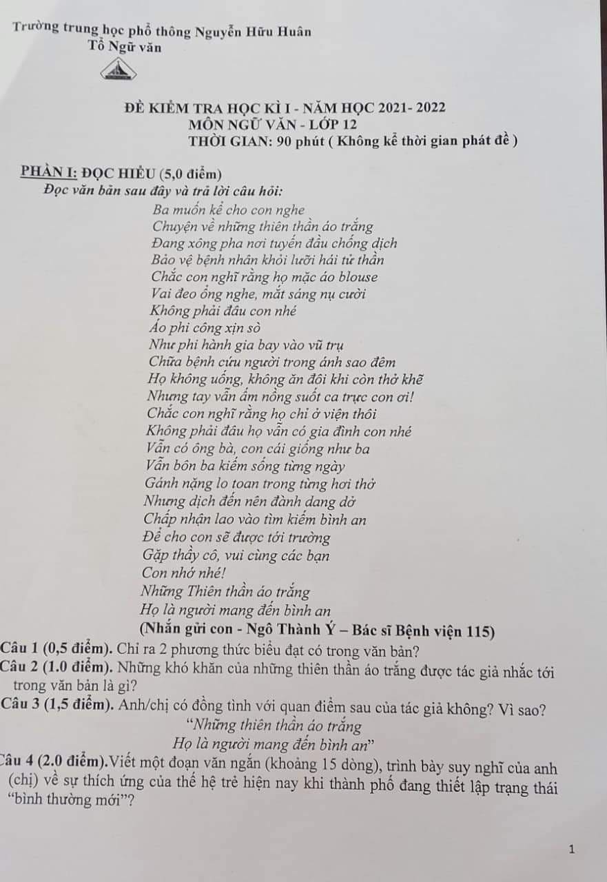 Thơ của bác sĩ chống dịch COVID-19 Bệnh viện 115 vào đề thi lớp 12 - Ảnh 1. Thơ của bác sĩ chống dịch COVID-19 Bệnh viện 115 vào đề thi lớp 12 - Ảnh 1.
