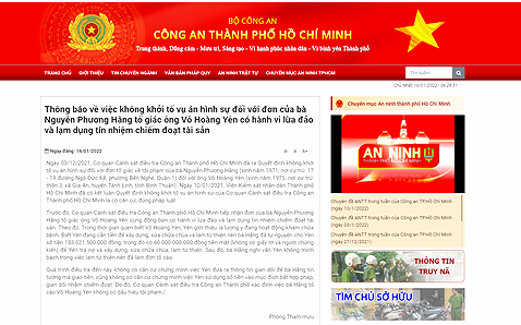 Công an TP.HCM: Bà Phương Hằng tự nguyện đưa ông Yên 183 tỉ đồng - Ảnh 1. Công an TP.HCM: Bà Phương Hằng tự nguyện đưa ông Yên 183 tỉ đồng - Ảnh 1.