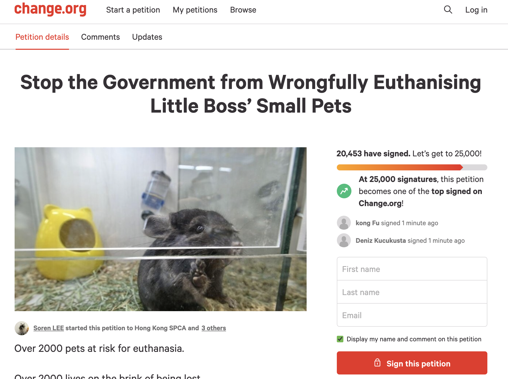 Làn sóng phản đối tiêu hủy hamster gia tăng ở Hong Kong - Ảnh 2. Làn sóng phản đối tiêu hủy hamster gia tăng ở Hong Kong - Ảnh 2.