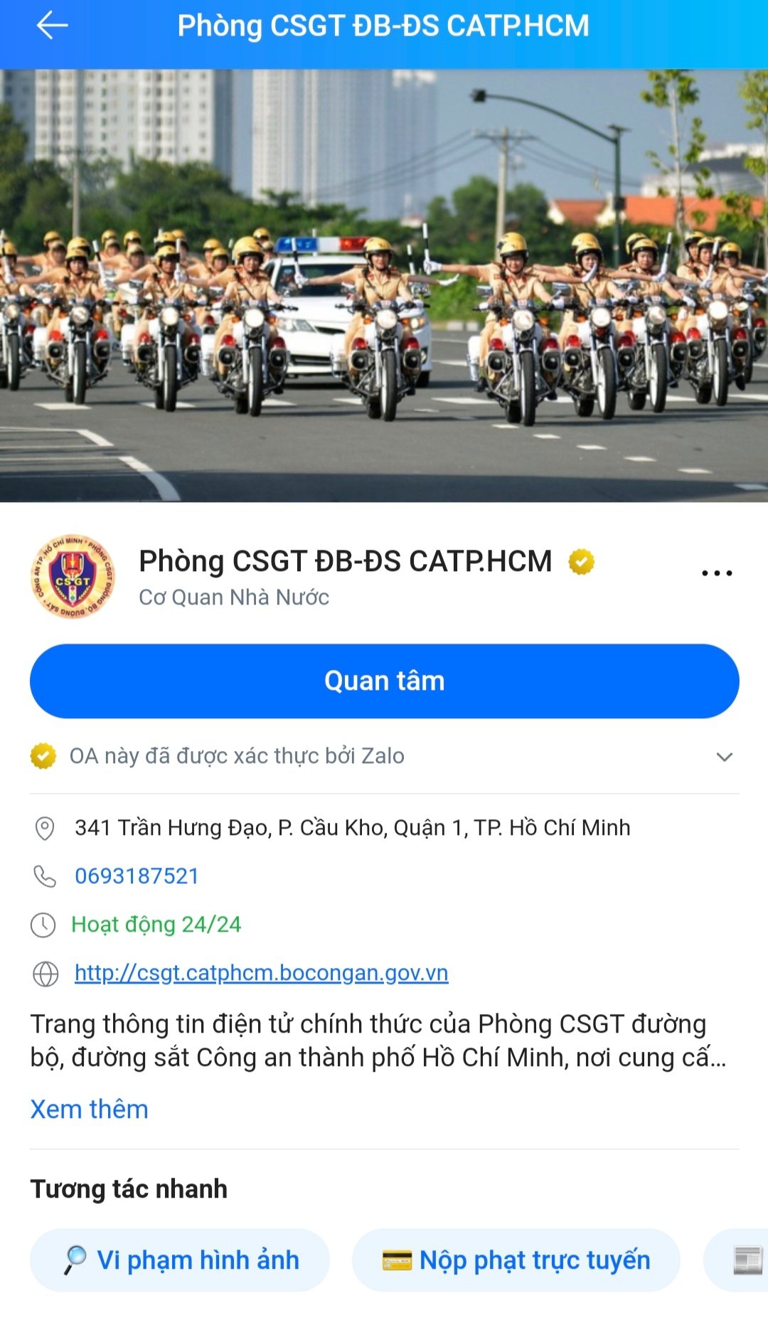 TP.HCM: Tra cứu lỗi phạt nguội, đặt lịch hẹn, gửi phản ảnh tới CSGT bằng Zalo - Ảnh 1. TP.HCM: Tra cứu lỗi phạt nguội, đặt lịch hẹn, gửi phản ảnh tới CSGT bằng Zalo - Ảnh 1.