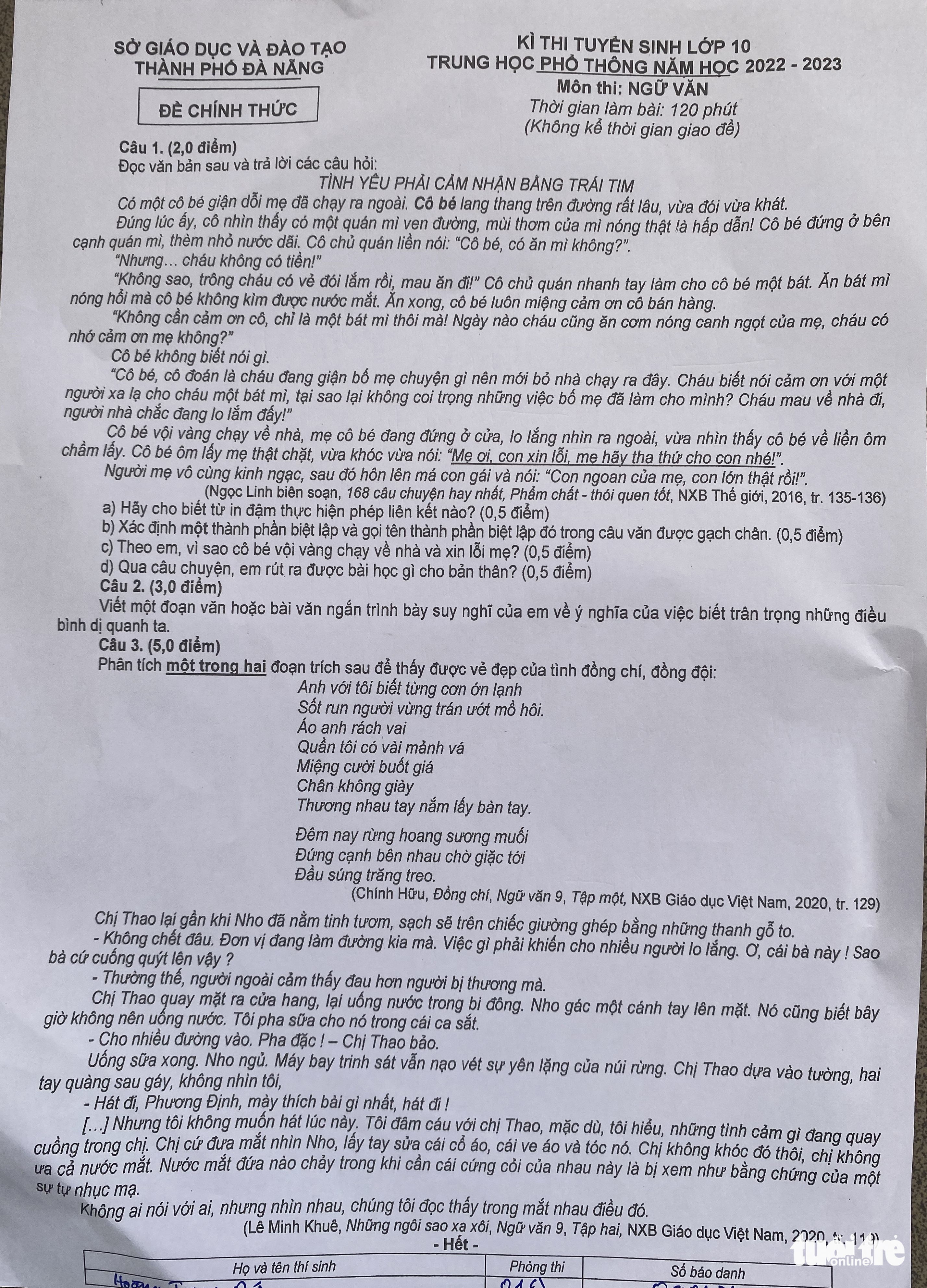 Thí sinh khen đề thi văn lớp 10 Đà Nẵng hay, dễ lấy điểm 8 - Ảnh 2. Thí sinh khen đề thi văn lớp 10 Đà Nẵng hay, dễ lấy điểm 8 - Ảnh 2.