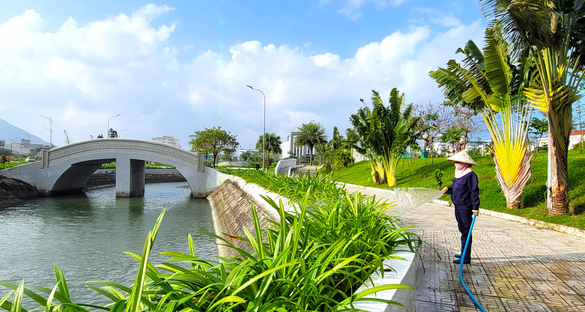 Để con rồng nhã ngọc có màu xanh đặc trưng, UBND TP Tuy Hòa đã trồng cây xanh trong các bồn cây dọc theo xung quanh con rồng - Ảnh: NGUYỄN HOÀNG Để rồng nhả ngọc có màu xanh đặc trưng, UBND TP Tuy Hòa đã trồng cây xanh trong các bồn cây dọc theo các mương nước trong khuôn viên công viên Thanh thiếu niên - Ảnh: NGUYỄN HOÀNG
