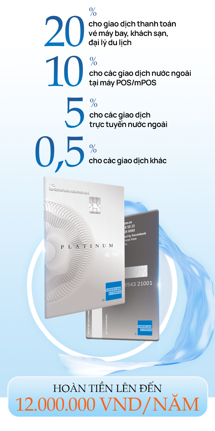 Bộ đôi thẻ Platinum American Express, mảnh ghép hoàn hảo cho hệ sinh thái thanh toán Sacombank - Ảnh 3.
