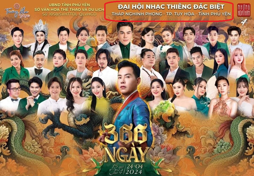 Poster truyền thông cho đại hội nhạc thiêng đặc biệt, được tổ chức ở tháp Nghinh Phong, TP Tuy Hòa (tỉnh Phú Yên) - Ảnh: Chụp màn hình Poster truyền thông cho sự kiện âm nhạc có tên gọi Đại hội nhạc thiêng đặc biệt, được tổ chức ở quảng trường tháp Nghinh Phong, TP Tuy Hòa (tỉnh Phú Yên) - Ảnh chụp màn hình