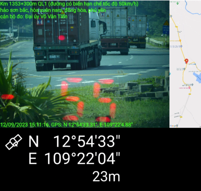 Hình ảnh vi phạm quá tốc độ quy định từ 5 km/h đến dưới 10 km/h của sơ mi rơ moóc mang biểm kiểm soát 51R - 262.xx do Cảnh sát giao thông tỉnh Phú Yên ghi nhận - Ảnh: Công an cung cấp Hình ảnh vi phạm quá tốc độ quy định của sơ mi rơ moóc mang biển kiểm soát 51R - 262.xx, do cảnh sát giao thông tỉnh Phú Yên ghi nhận - Ảnh: Công an cung cấp