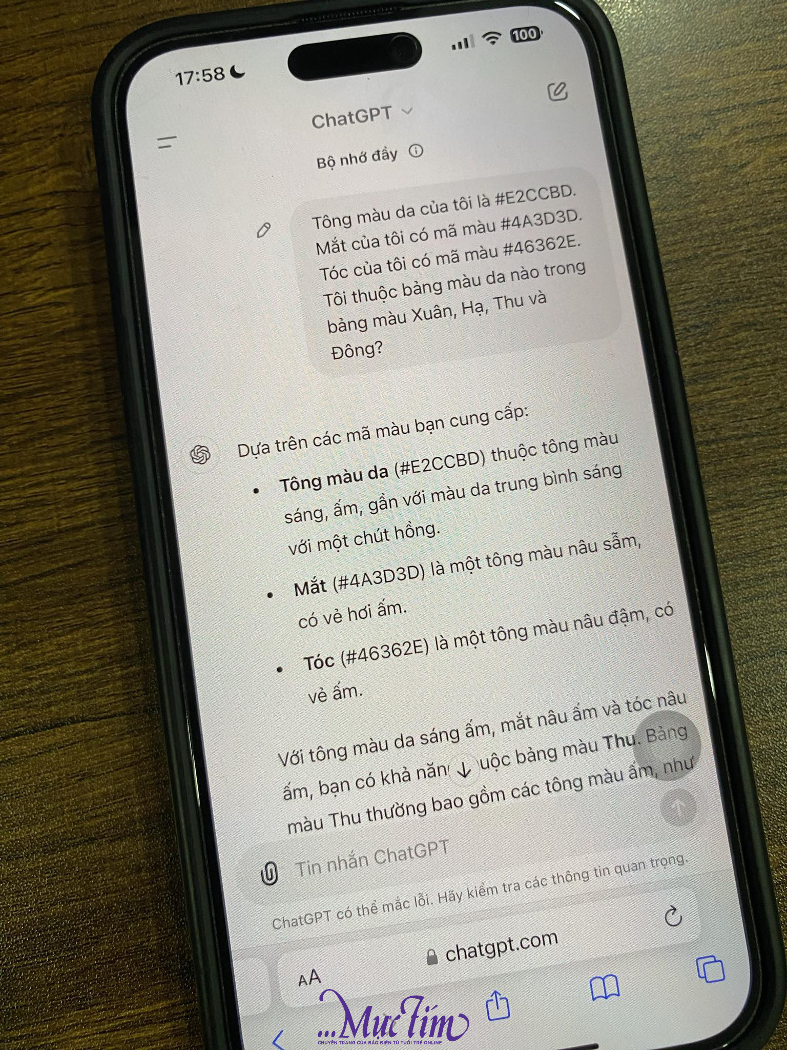 Cách tìm màu sắc cá nhân bằng ChatGPT- Ảnh 1.