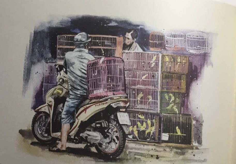 La cà Chợ Lớn, ghi lại ký ức bằng tranh vẽ - Ảnh 4. Chợ Lớn - Ảnh 4.