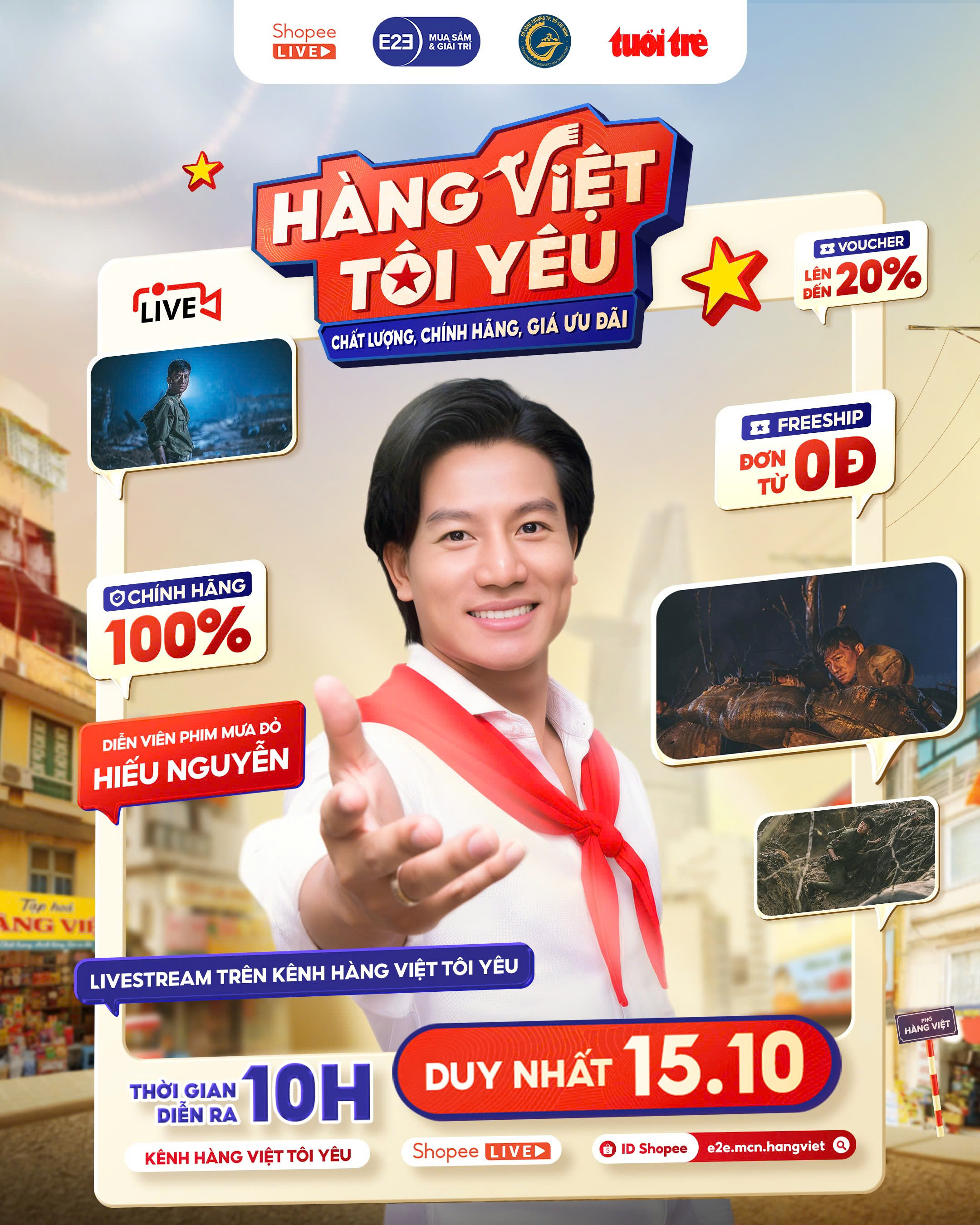 Diễn viên Hiếu Nguyễn livestream trên kênh 'Hàng Việt tôi yêu' - Ảnh 1.