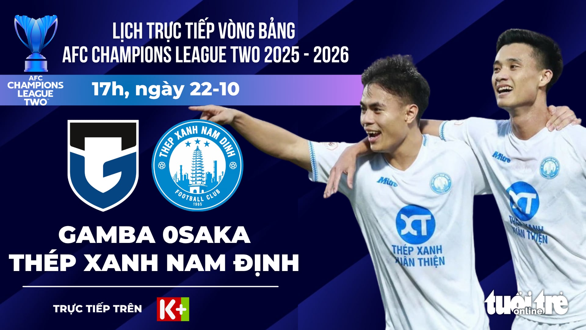 AFC Champions League Two live schedule: Nam Dinh faces Japanese team