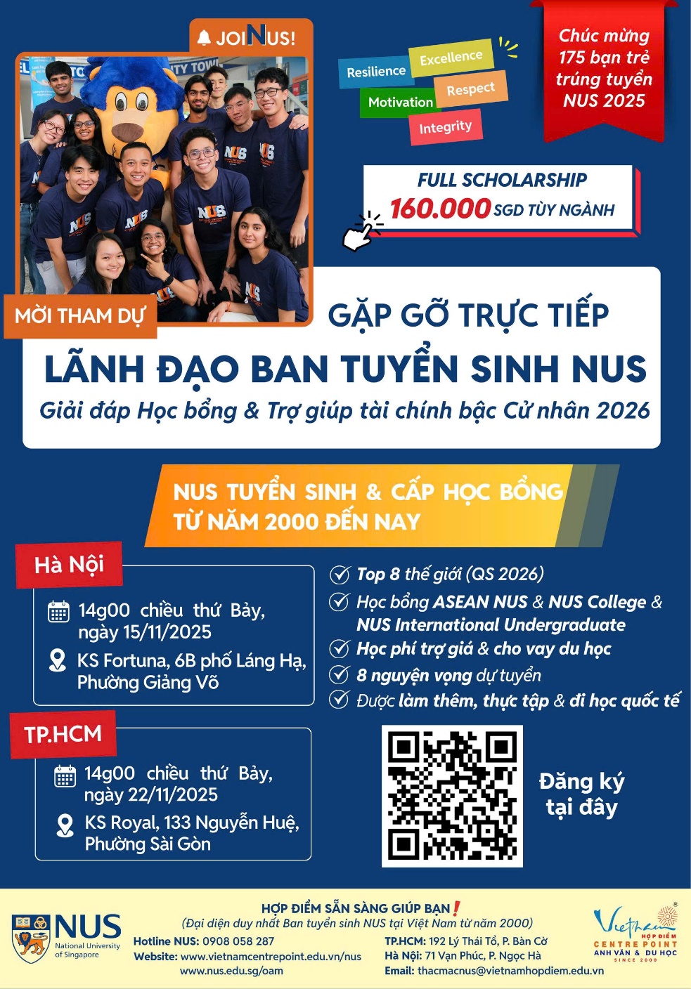 Chinh phục học bổng NUS 2026 - Hỏi đáp trực tiếp lãnh đạo tuyển sinh - Ảnh 1.
