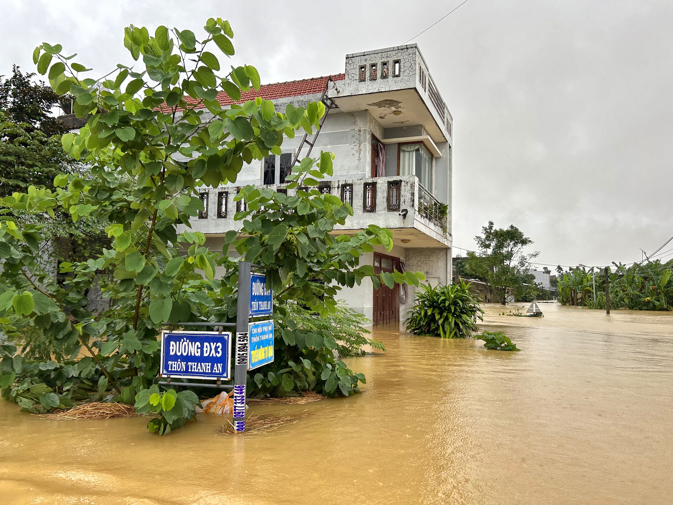 Người dân vùng lũ bên sông Thu Bồn chèo thuyền 3km mua lương thực - Ảnh 13.