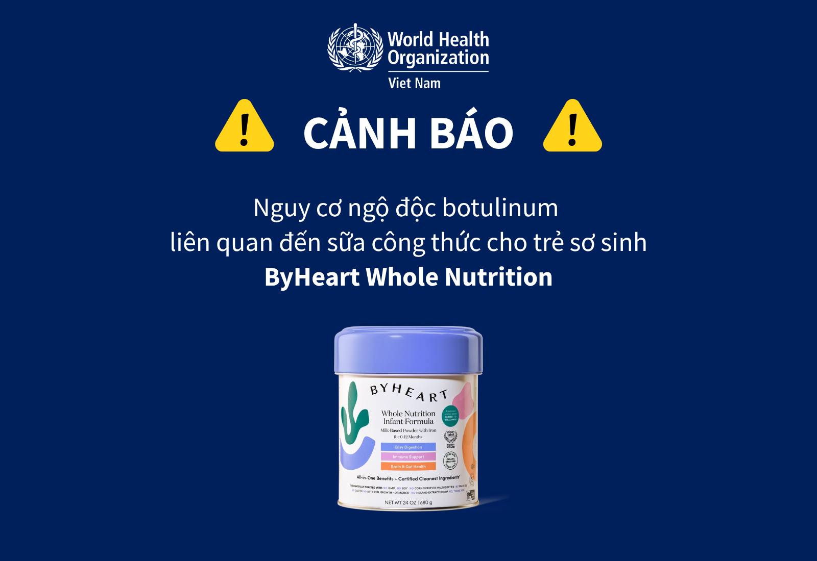 WHO cảnh báo về loại sữa của Mỹ gây ngộ độc botulinum cho trẻ có bán tại Việt Nam - Ảnh 1.