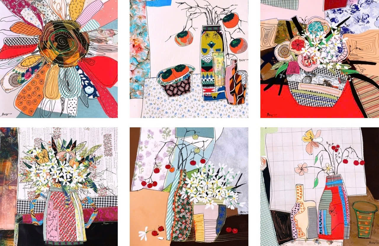 Vải vụn, khắc gỗ, sơn dầu kể chuyện ‘Hoa xuống phố’ - Ảnh 9.