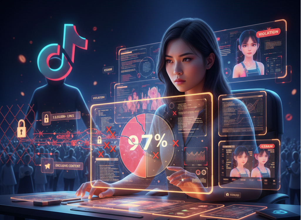 TikTok nói gỡ 97% nội dung độc hại, nhưng video AI khiêu dâm trẻ em vẫn hút triệu lượt thích - Ảnh 1.