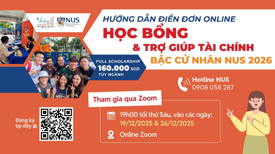 Đại học quốc gia Singapore NUS nhận đơn dự tuyển học bổng cử nhân đến 23/02/2026 - Ảnh 1.