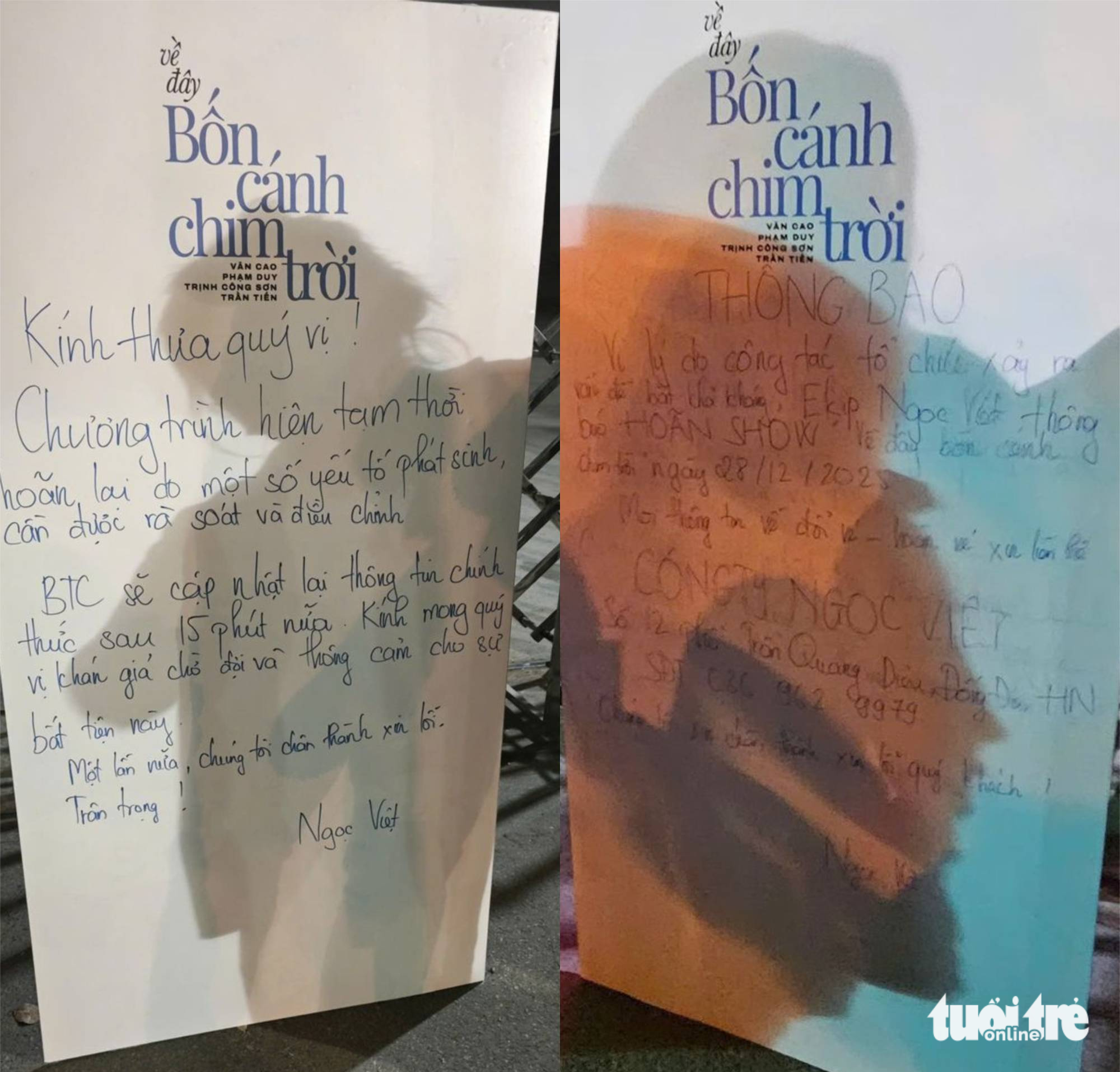 Khán giả tức giận vì đứng đợi, 20h31 concert Về đây bốn cánh chim trời mới báo hoãn - Ảnh 3.