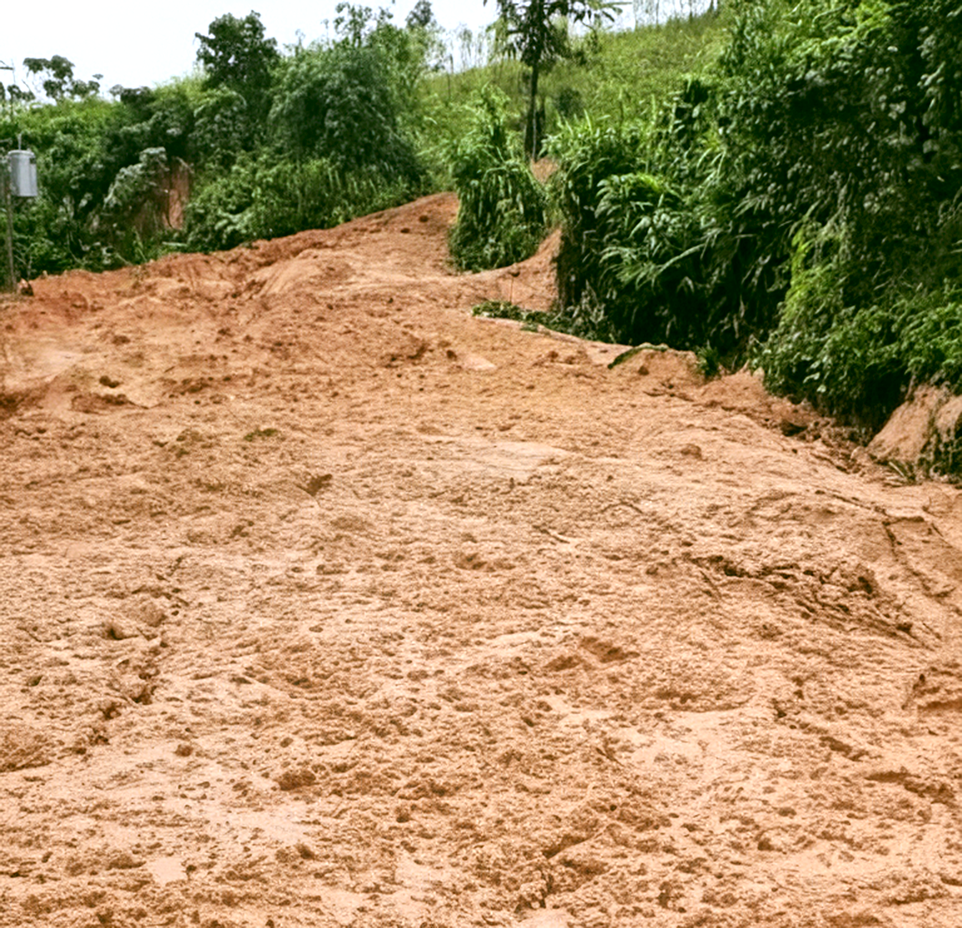 Mưa lớn làm sạt lở trên tuyến đường miền núi Đà Nẵng gây chia cắt một thôn - Ảnh 1.