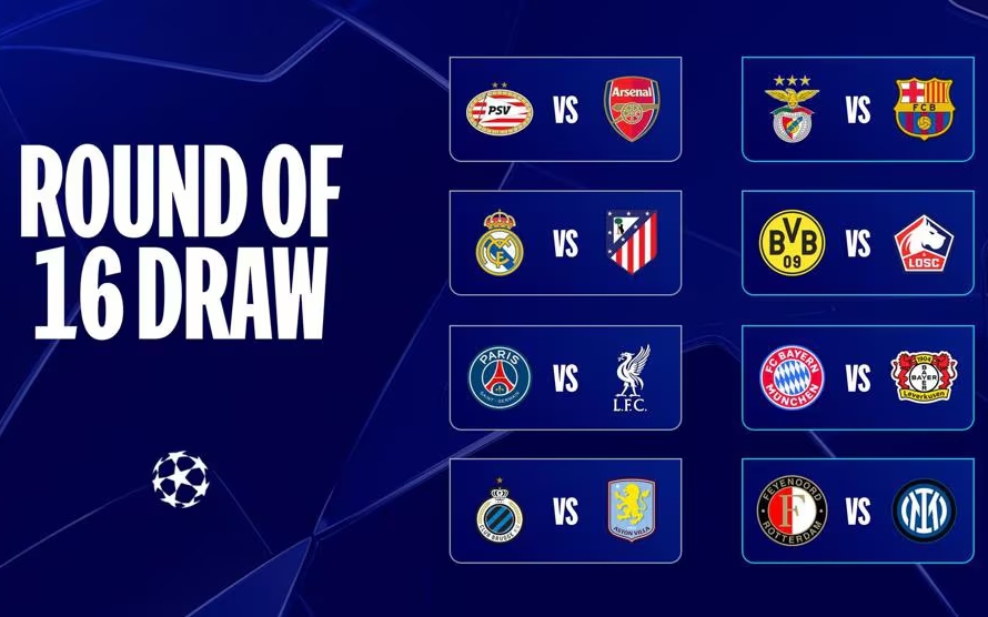 Kết quả bốc thăm vòng 1/8 Champions League