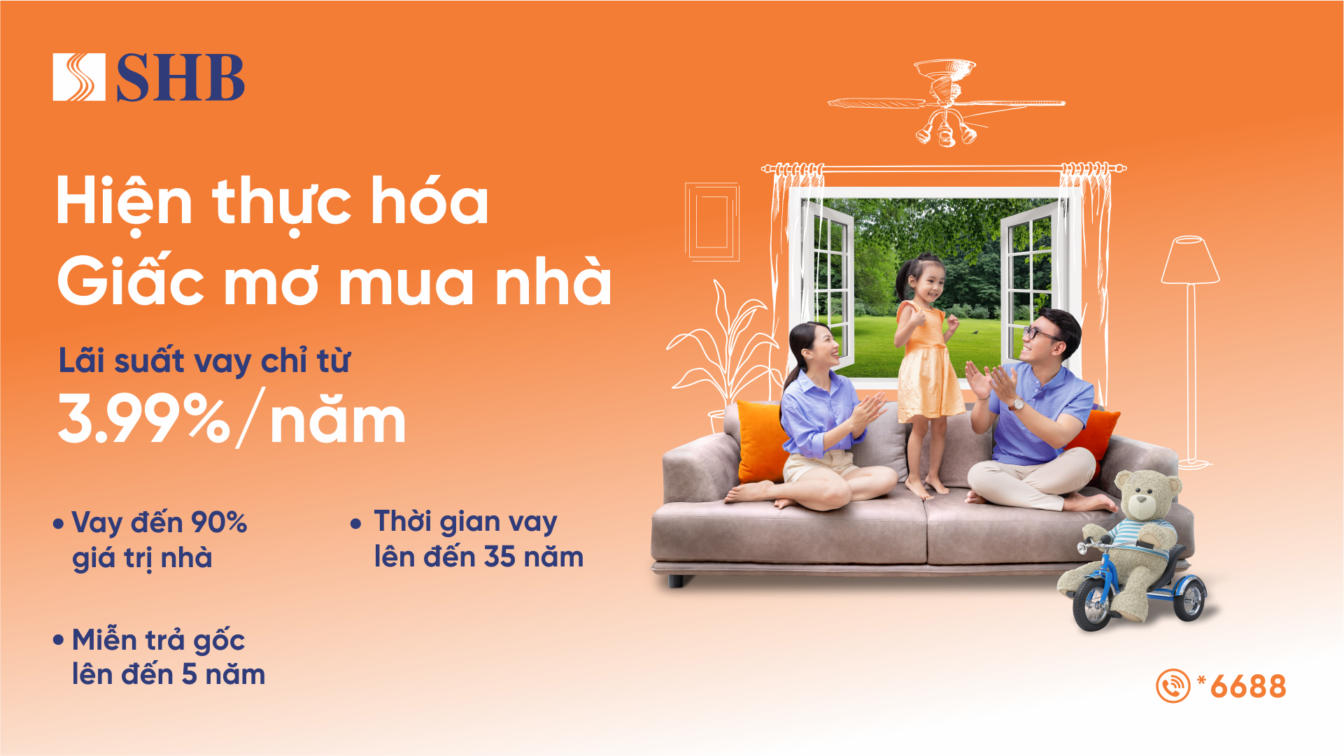 SHB cho vay mua nhà chỉ từ 3,99%/năm - Ảnh 1.