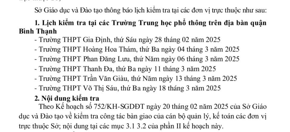 TP.HCM kiểm tra công tác thu chi, quản lý nhân sự ở nhiều trường công lập - Ảnh 1.