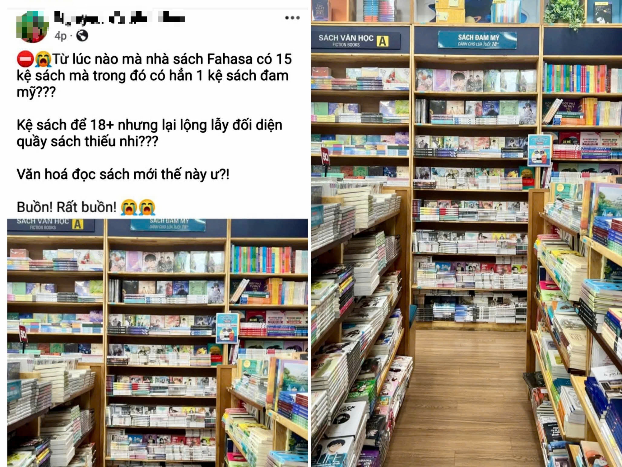 Kệ sách đam mỹ đối diện khu vực sách thiếu nhi, Fahasa Thủ Đức bị phản ứng - Ảnh 1.