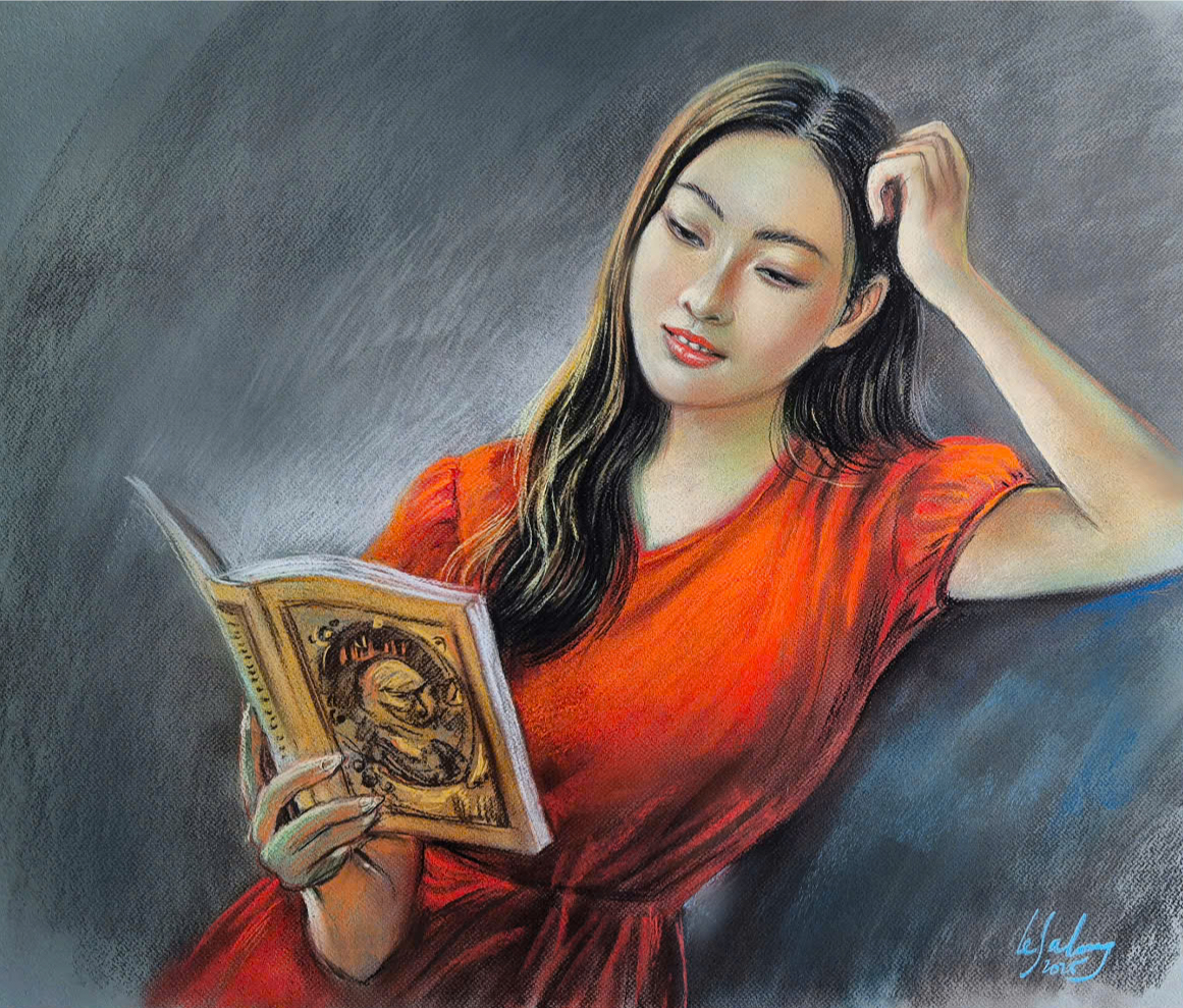 Reading Culture Ambassadors Nguyen Dinh Tu, Nguyen Nhat Anh, Luong Thuy Linh through the drawings of Le Sa Long - Photo 1. Văn hóa đọc - Ảnh 1.