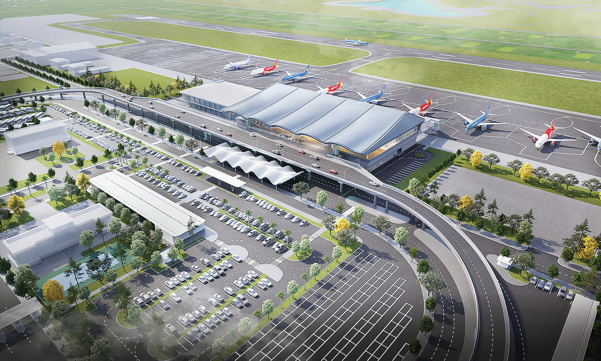 Sân bay Đồng Hới khởi công nhà ga T2, kiến trúc như đồi cát Quảng Bình uốn lượn - Ảnh 2.