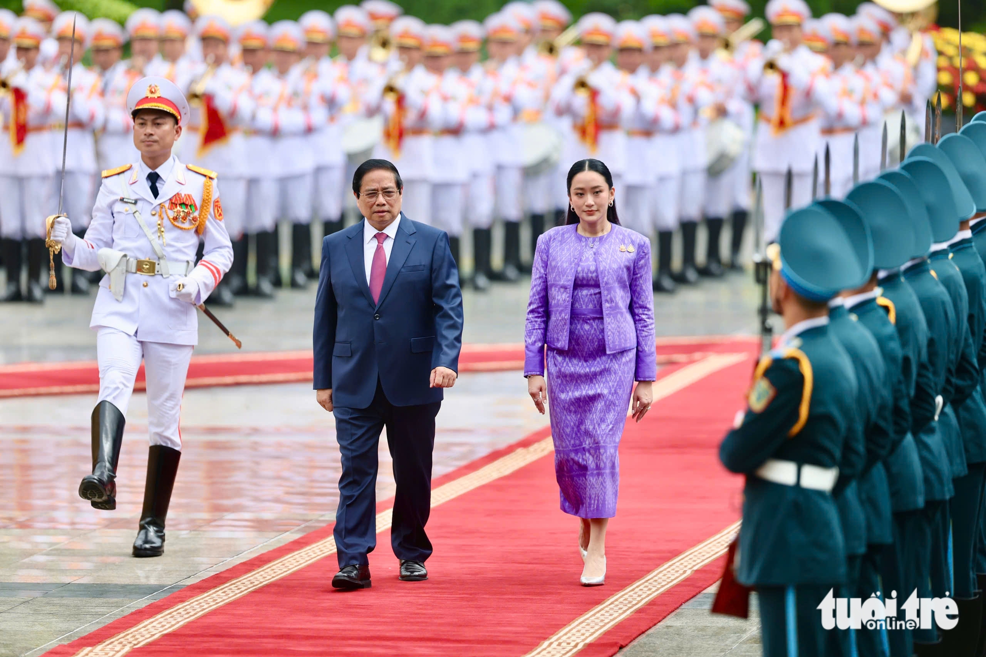 Lễ đón Thủ tướng Thái Lan Paetongtarn Shinawatra thăm Việt Nam - Ảnh 1.