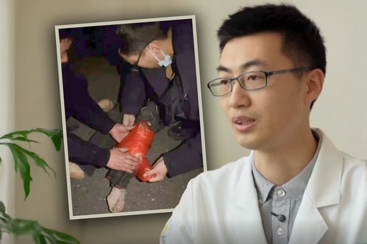 Bác sĩ cứu cụ bà gặp nạn trên đường bằng vợt cầu lông và túi nhựa - Ảnh 1.