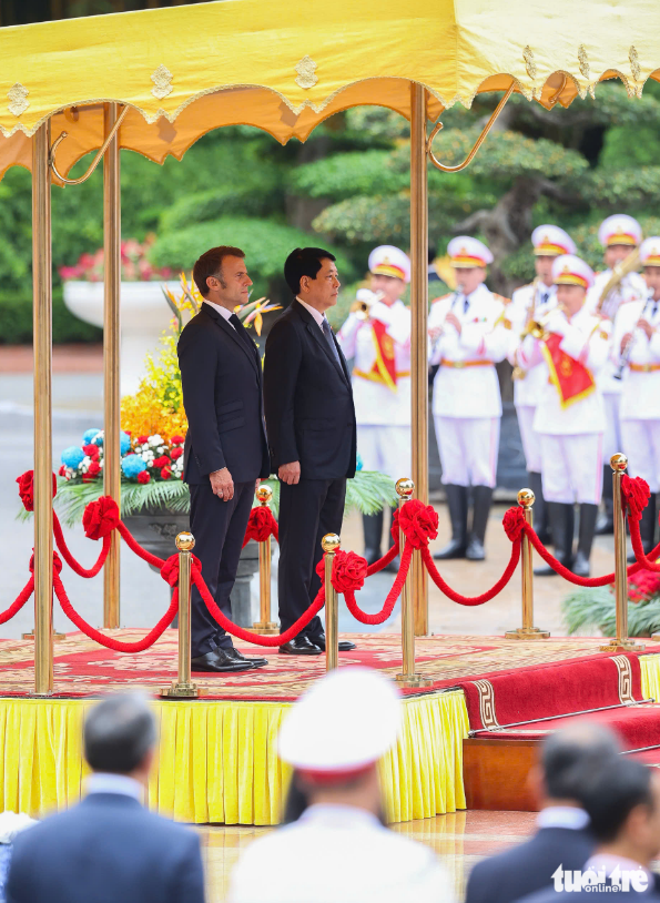 Vietnam holds welcome ceremony for French president - Ảnh 3.