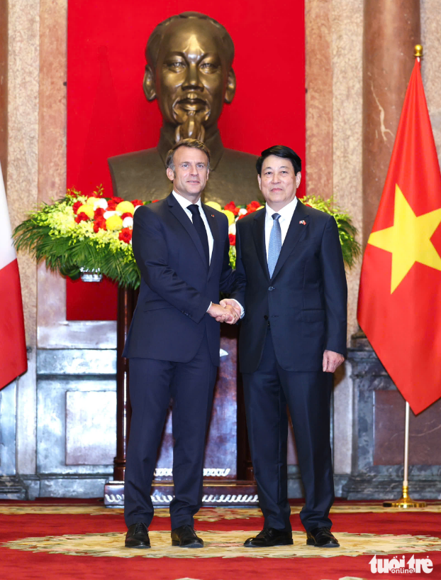 Vietnam holds welcome ceremony for French president - Ảnh 5.