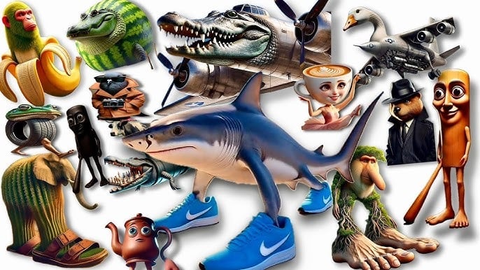 Hình ảnh một nhân vật kỳ dị được tạo ra bởi AI, đầu là chiếc tách cà phê và cơ thể như vũ công ba lê, tượng trưng cho sự khởi đầu của trào lưu "brain rot" và các **hình quái vật bánh mì**