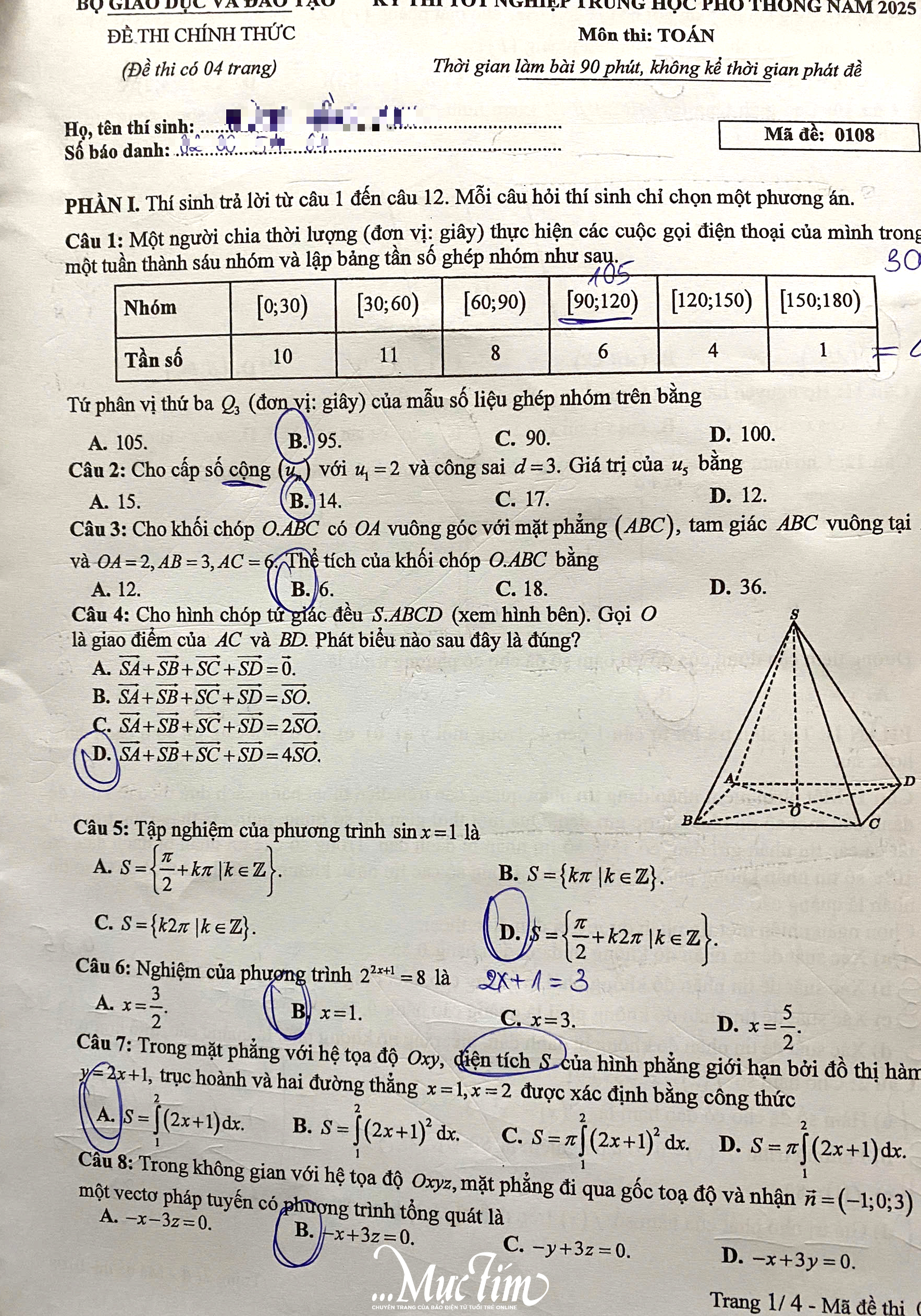 Đề môn toán thi tốt nghiệp THPT 2025 - Ảnh 1.
