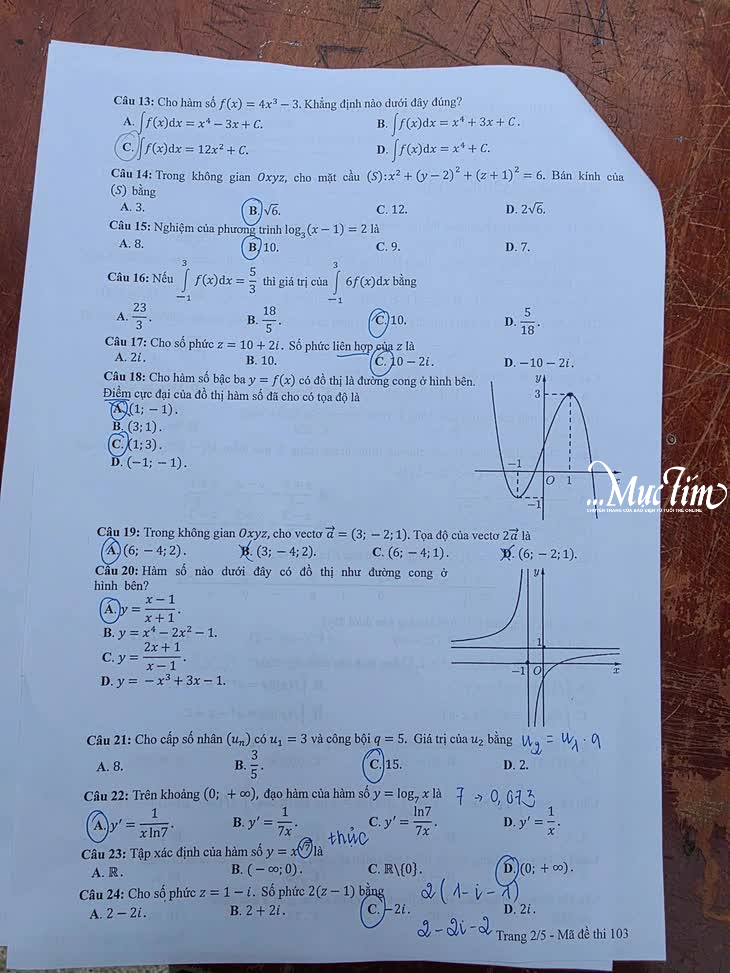 Đề môn toán thi tốt nghiệp THPT 2025 - Ảnh 5.