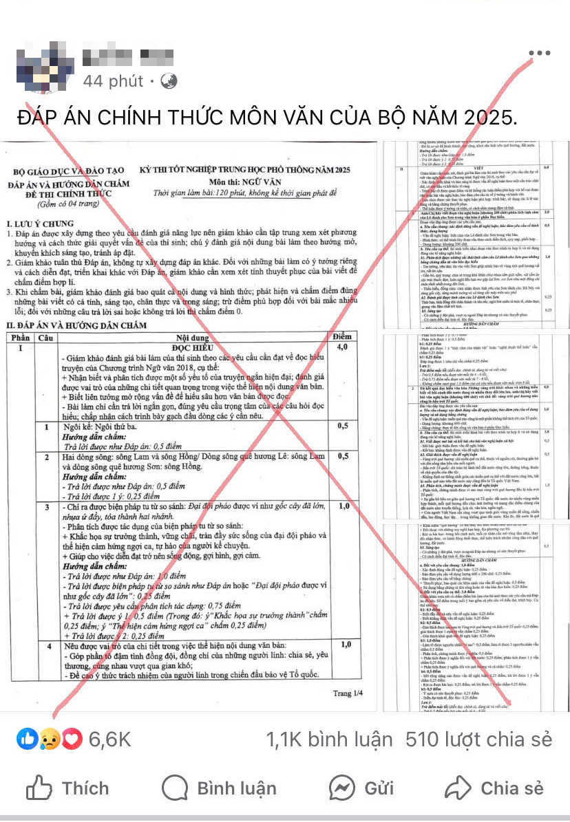 Bộ Giáo dục khẳng định chưa công bố đáp án môn văn tốt nghiệp THPT - Ảnh 2.