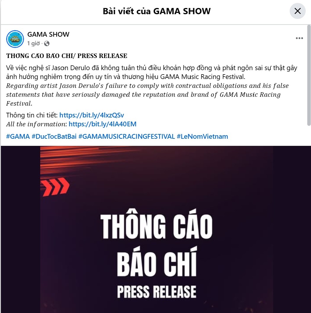Ban tổ chức GAMA lên tiếng, tố phía siêu sao Jason Derulo vi phạm hợp đồng - Ảnh 2.