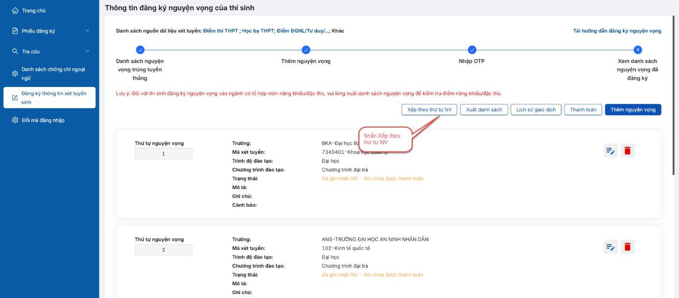 Cách thức đăng ký nguyện vọng xét tuyển trên hệ thống của bộ- Ảnh 7. Cách thức đăng ký nguyện vọng xét tuyển trên hệ thống của bộ- Ảnh 7.