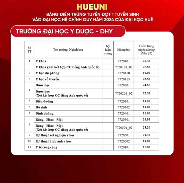 Tổng hợp điểm chuẩn trường ngành Y năm 2024- Ảnh 12.