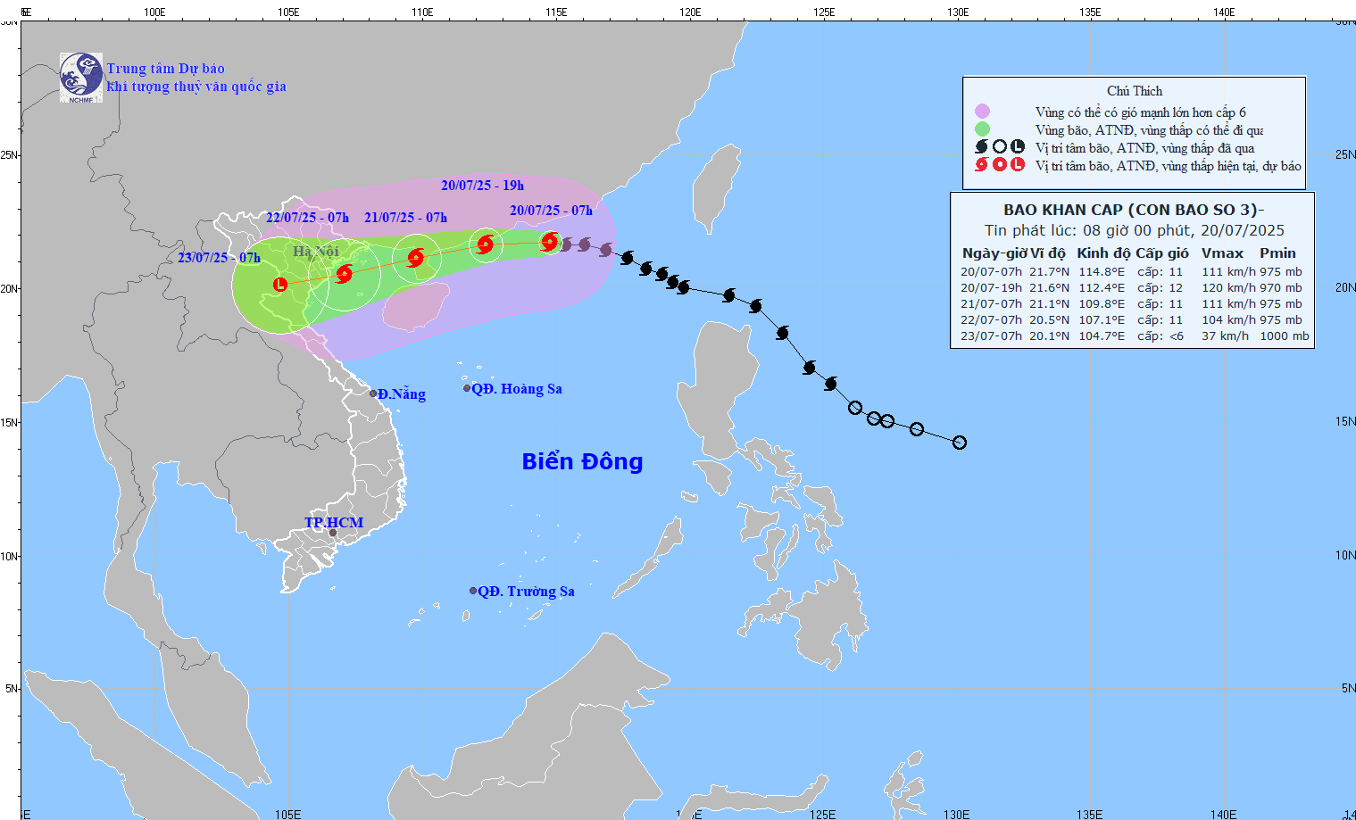 Sáng nay 20-7, bão số 3 Quảng Ninh - Hải Phòng khoảng 705 km - Ảnh 1.
