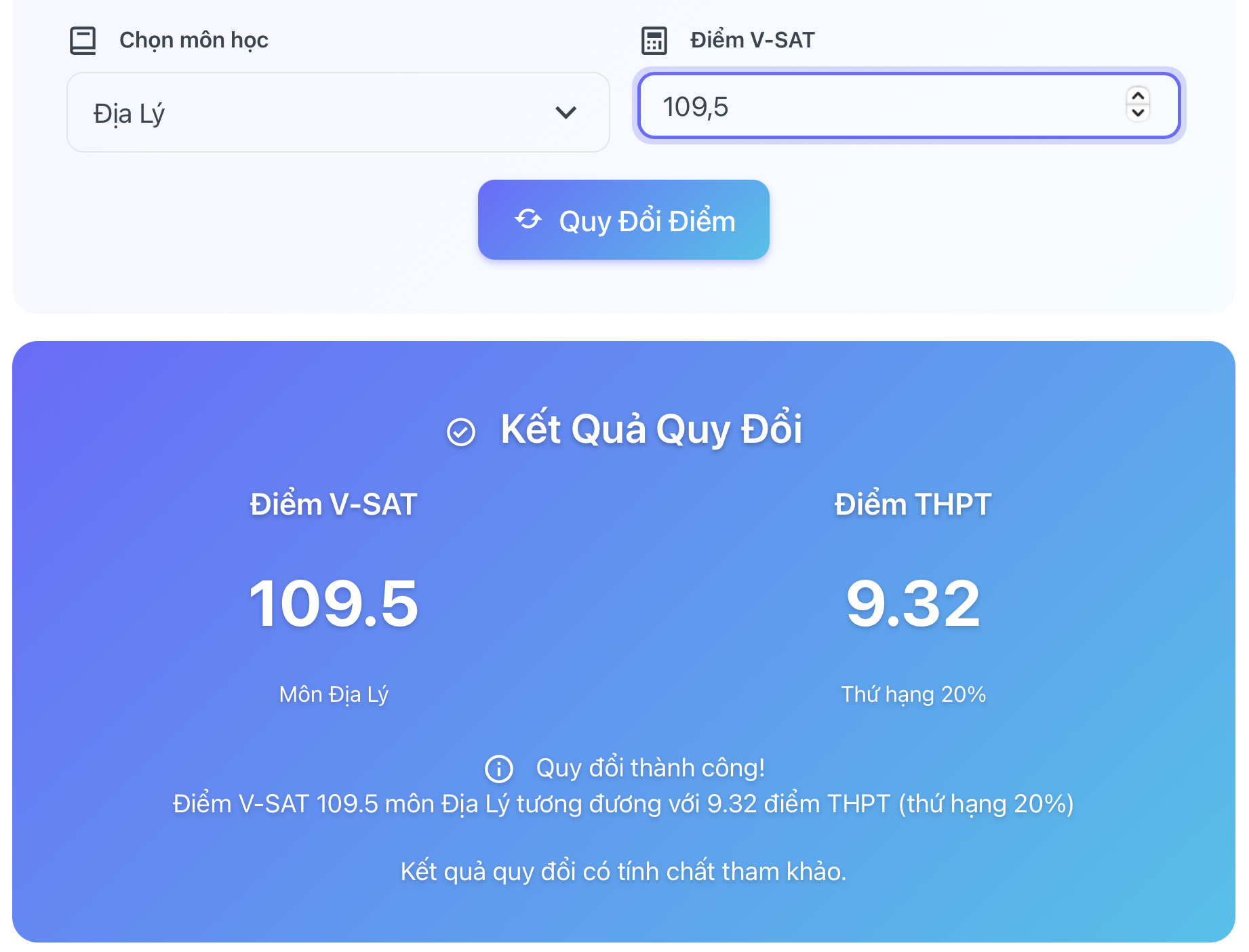 Hai trường đại học cung cấp công cụ quy đổi nhanh điểm V-SAT sang điểm thi tốt nghiệp THPT - Ảnh 2.