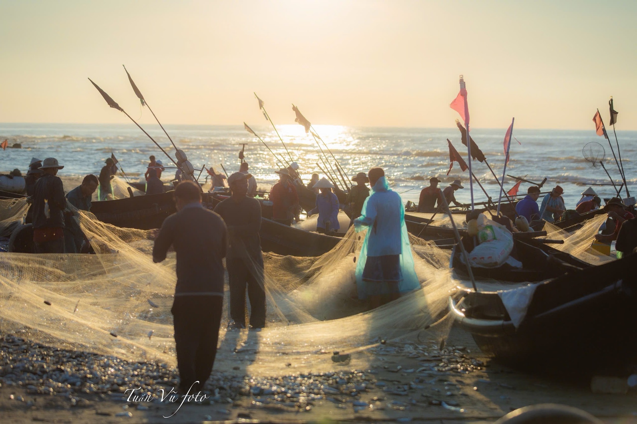 Morning calm and coastal life at fishing village in north-central Vietnam - Ảnh 1.