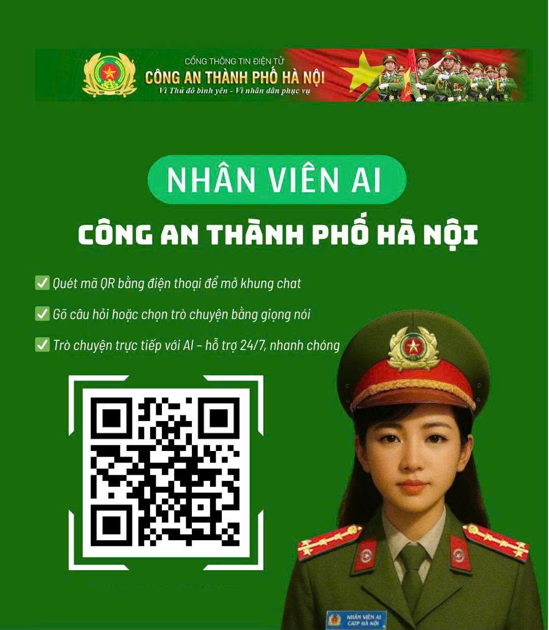 'Cảnh sát AI' và Chatbot AI làm 'tổng đài viên' của Công an Hà Nội - Ảnh 2.