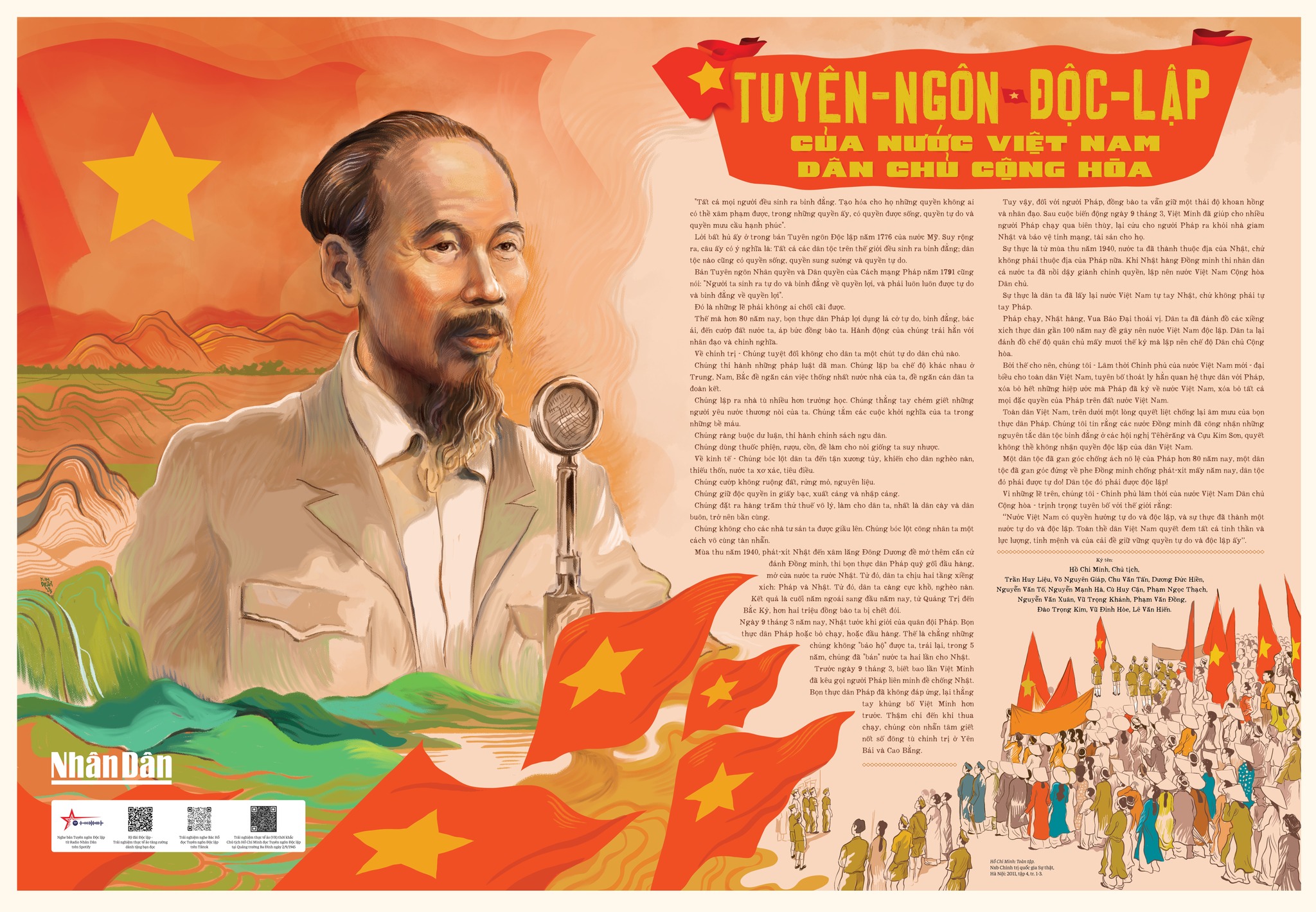 Phụ san báo Nhân dân, Bác Hồ đọc Tuyên ngôn Độc lập không mặc áo đại cán quen thuộc - Ảnh 1. Phụ san báo Nhân Dân in hình ảnh Bác Hồ đọc Tuyên ngôn Độc lập - Ảnh 1.